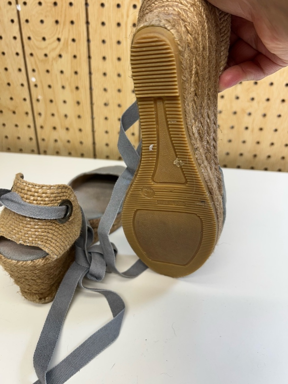 VISCATA Gray Canvas Espadrille Tie-Ankle Flats - Picture 6 of 8